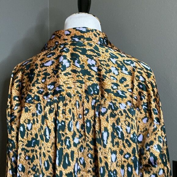 Jessica Simpson Leopard Button Down Blouse Speckled Cheetah Bodie - Picture 7 of 11